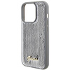 Guess Pailletten-Schriftzug-Metallgehäuse für iPhone 15 Pro – Silber