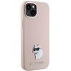 Karl Lagerfeld Silikon Choupette Metall Pin Hülle für iPhone 15 Plus / 14 Plus – Rosa