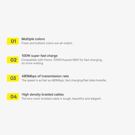 Baseus Dynamic Series USB cable - USB Type C 100W 2m white (CALD000702)