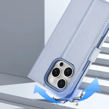 Dux Ducis Lawa iPhone 16 Pro Leather Case with Detachable Magnetic Wallet - Blue