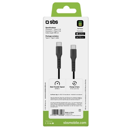 SBS TECABLETCC3M USB-C - USB-C 3m Cable - Black