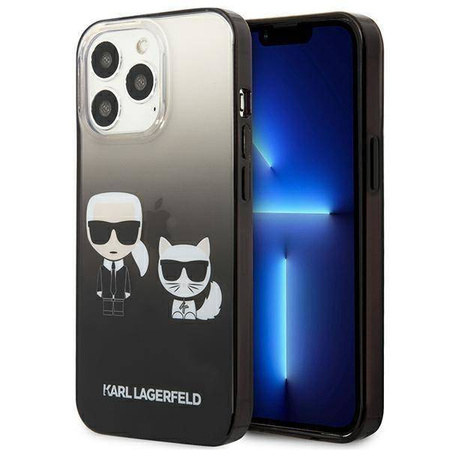 Karl Lagerfeld KLHCP13LTGKCK iPhone 13 Pro / 13 6,1" Hardcase schwarz / schwarz Gradient Ikonik Karl & Choupette
