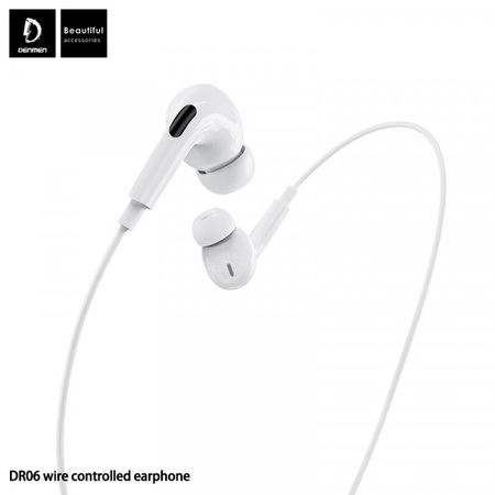 SŁUCHAWKI UNIWERSALNE DENMEN JACK 3,5 CALA BIAŁE DOUSZNE DR06