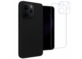 Etui do Xiaomi Redmi Note 14 5G czarne + Szkło na ekran + Szkło na aparat