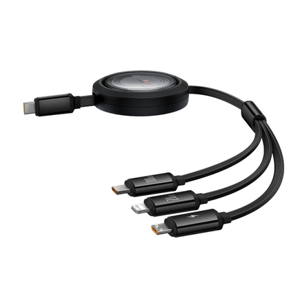 Baseus Free2Draw CB000084 einziehbares USB-C – Lightning /USB-C/Micro-USB-Kabel 100 W 1,1 m – Schwarz