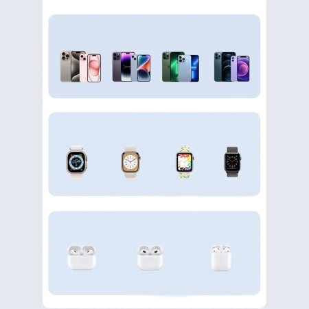 Duzzona W20 15W 4in1 induktives Ladegerät für iPhone / AirPods / Apple Watch mit Nachtlampe - Weiß