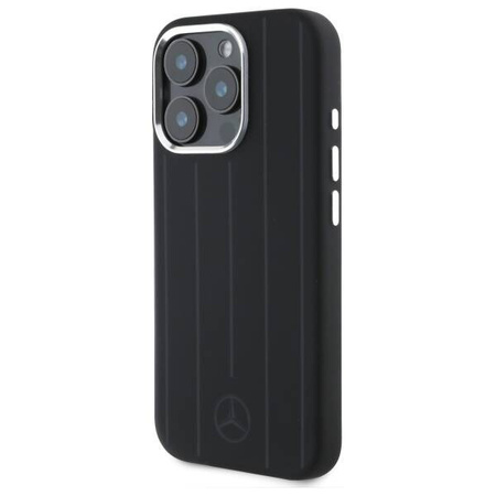 Original Case IPHONE 16 PRO Mercedes Hardcase Silicone Vertical Tonal Stripes MagSafe (MEHMP16L23SUVSK) black