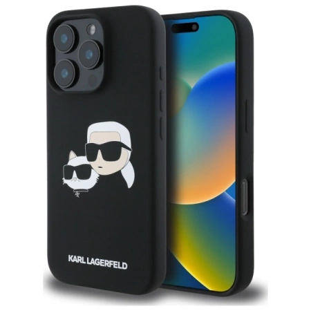 Karl Lagerfeld KLHMP16LSKCHPPLK iPhone 16 Pro czarny/black HC MagSafe Sil Double Heads Print