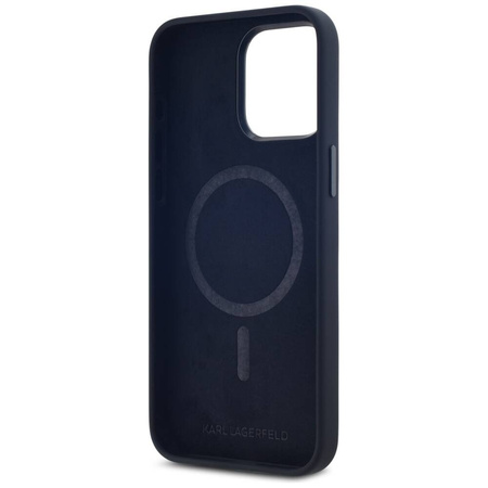 Oryginalne Etui IPHONE 15 PRO Karl Lagerfeld Hardcase Silicone Shadow Metal Initial MagSafe czarne