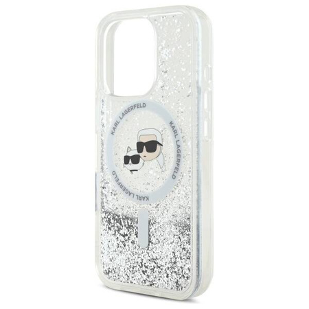 Karl Lagerfeld nakładka do iPhone 16 Pro Max 6,9" KLHMP16XLGKCSGH przezroczysta Hardcase Liquid Glitter Karl&Choupette Head MagSafe