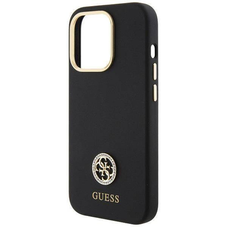 Original Case APPLE IPHONE 15 PRO MAX Guess Hardcase Silicone Logo Strass 4G (GUHCP15XM4DGPK) black