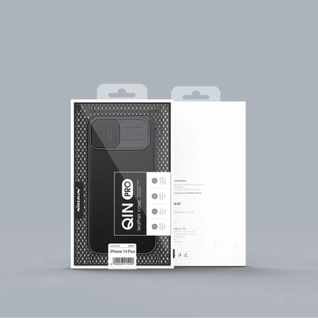Nillkin Qin Cloth Pro Case etui do iPhone 14 Plus osłona na aparat kabura pokrowiec obudowa z klapką niebieski