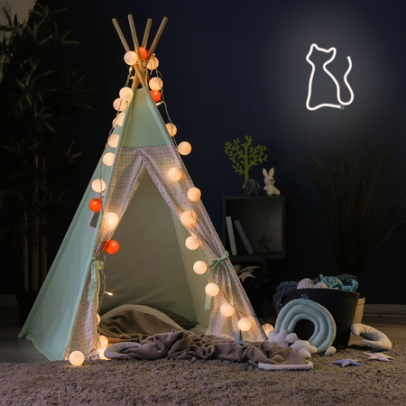 Neon LED KOT ciepły biały Bat + USB FLNE03 Forever Light