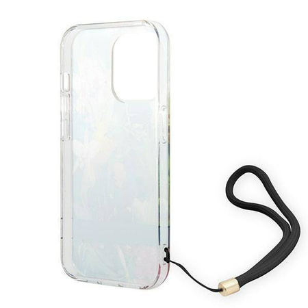 Original Handyhülle IPHONE 14 PRO MAX Guess Hardcase Flower Strap (GUOHCP14XHFLSB) blau