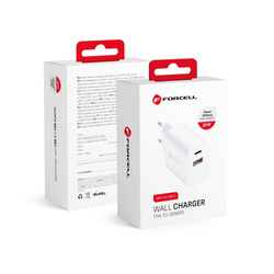 Forcell Ładowarka Sieciowa - 3A 30W z dwoma portami: USB typ C i USB A z ładowaniem PD i QC 4.0