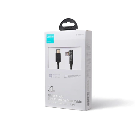 Joyroom kabel Lightning kątowy - USB C do szybkiego ładowania i transferu danych 20W 1,2 m czarny (S-CL020A6)