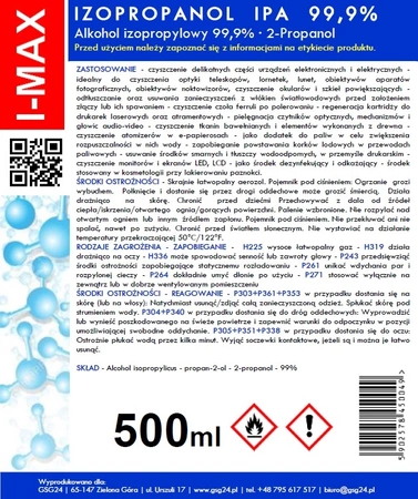 Isopropylalkohol Isopropanol IPA I-MAX 99,9 % Spray 500 ml