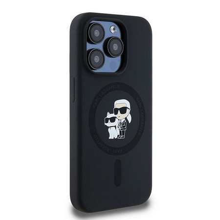 Oryginalne Etui KARL LAGERFELD hardcase Silicone Karl & Choupette MagSafe KLHMP15LSCMKCRHK do Iphone 15 Pro Czarny