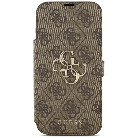 Etui Guess Book 4G Metal Logo na iPhone 17 Pro Max - brązowe