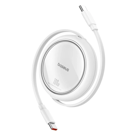 Baseus Free2Draw Mini USB-C – USB-C 100 W 1 m einziehbares Kabel – Weiß