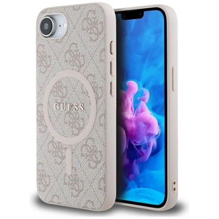 Guess 4G Ring Classic Logo MagSafe iPhone 16e Hülle - Rosa