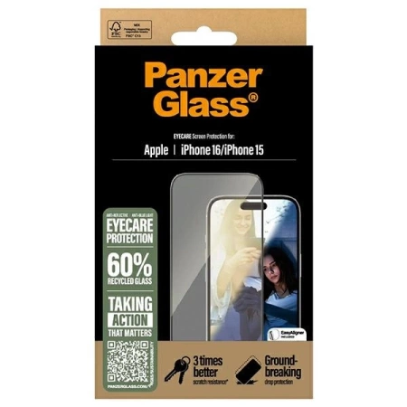 PanzerGlass EyeCare Displayschutzfolie iPhone 16 6,1" Ultra-Wide Fit 2865