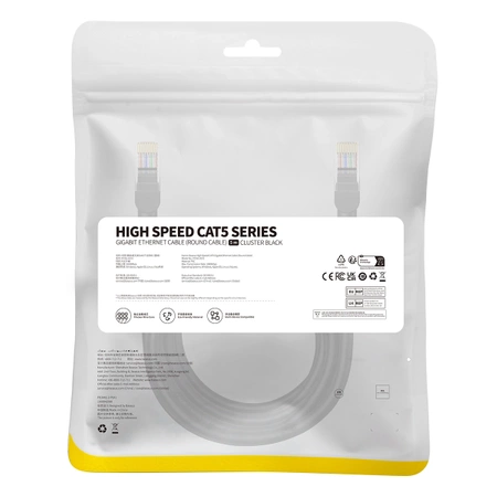 Baseus High Speed ​​Cat 5 RJ-45 1000Mb/s Ethernet cable 5m round - black