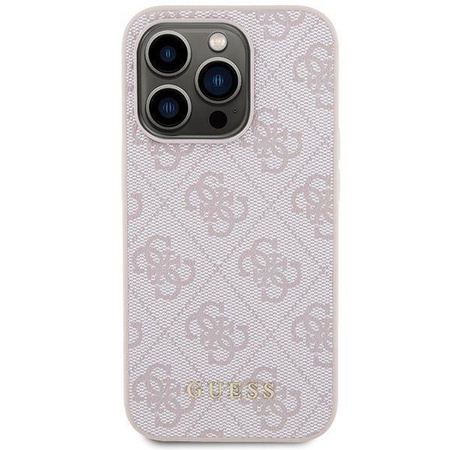 Guess 4G Metal Gold Logo Hülle für iPhone 15 Pro – Rosa