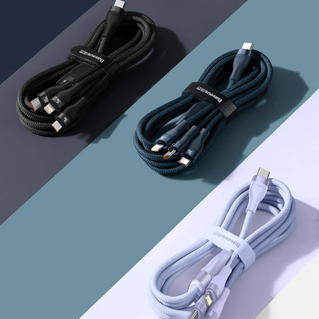 Baseus Flash Series II kabel USB Typ C / USB Typ A - USB Typ C / Lightning / micro USB 100 W 1,5 m fioletowy (CASS030205)