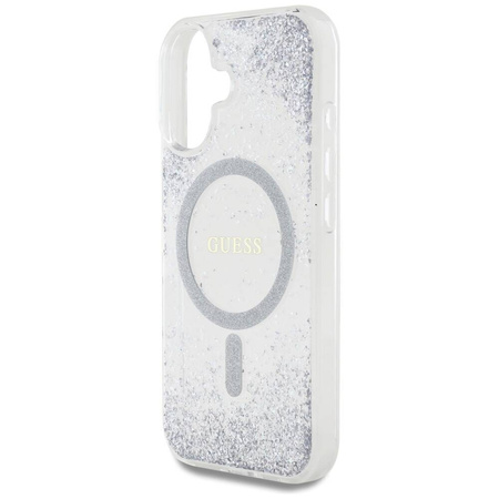 Case IPHONE 16 Guess HC Resin Bottom Glitter silver