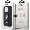 Karl Lagerfeld Gripstand Saffiano Karl&amp;Choupette Pins case for iPhone 15 Pro Max - black