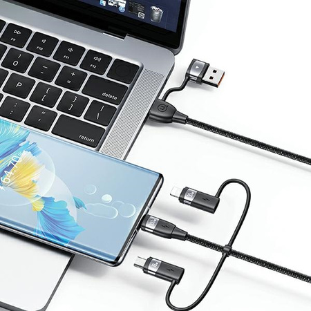 USAMS Kabel U85 2xUSB-C/USB/Micro-USB/Lightning 6w1 2m 100W PD Fast Charge fioletowy/purple SJ646USB02 (US-SJ646)
