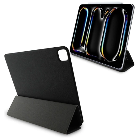 Karl Lagerfeld Saffiano Magnetische Karl &amp; Choupette iPad Pro 13&quot; 2024 Buchcover-Hülle - Schwarz