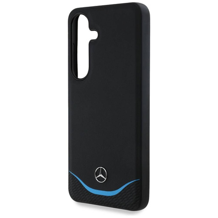Original Handyhülle SAMSUNG GALAXY S25 Mercedes Leather Contrasted Blue Horizontal Curve MagSafe schwarz