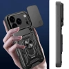Etui Hybrid Armor Camshield na iPhone 17 Pro pancerne z podstawką i osłoną aparatu - czarne