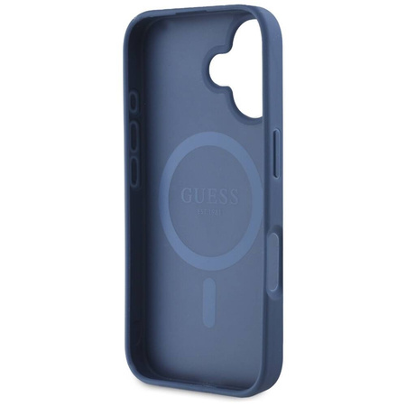 Case IPHONE 16 Guess Grained Printed Flower Pattern MagSafe blue