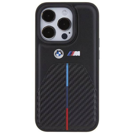 Etui BMW Stamped Tricolor Stripe na iPhone 15 Pro - czarne