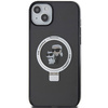 Karl Lagerfeld KLHMP15SHMRSKCK iPhone 15 6,1&quot; schwarz/schwarz Hardcase Ringständer Karl&amp;Choupette MagSafe