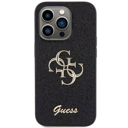 Guess Glitter Script Big 4G case for iPhone 15 Pro - black