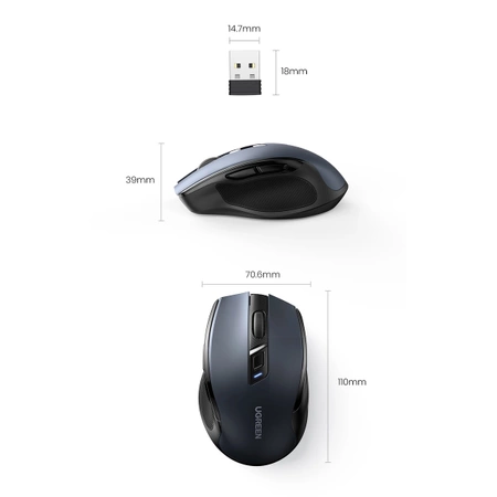 Ugreen USB Optical Wireless Mouse 2.4GHz 4000 DPI black (MU006)