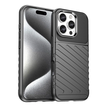Etui Thunder Case na iPhone 16e silikonowy pancerny pokrowiec - czarne