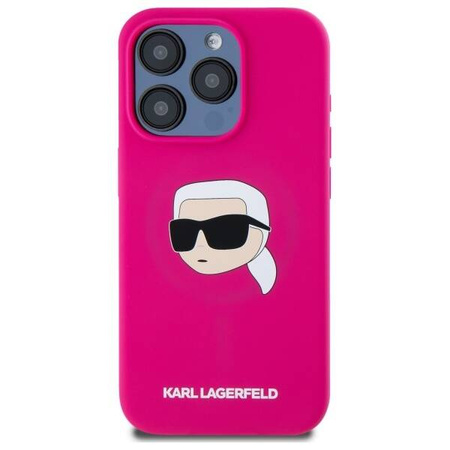 KARL LAGERFELD futerał do IPHONE 15 Pro kompatybilny z MagSafe KLHMP15LSKHPPLF (SIL KL Head Print) fuschia