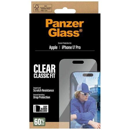 PanzerGlass Classic Fit EasyAligner Tempered Glass for iPhone 17 Pro