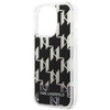 Original Handyhülle IPHONE 14 PRO Karl Lagerfeld Hardcase Liquid Glitter Monogram (KLHCP14LLMNMK) schwarz