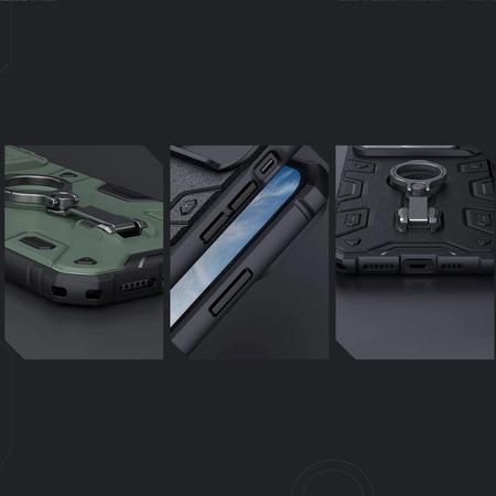 Nillkin CamShield Armor Pro Hülle iPhone 14 Pro Hülle gepanzerte Abdeckung Standring schwarz