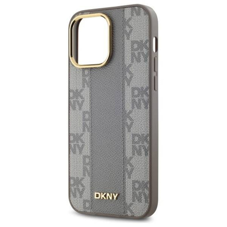 Original Case IPHONE 14 PRO MAX DKNY Hardcase Leather Checkered Mono Pattern MagSafe (DKHMP14XPCPVSLE) beige