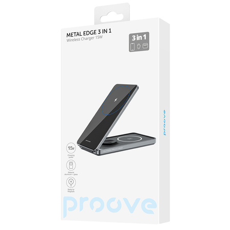 Proove ładowarka bezprzewodowa Metal Edge 3 w 1 szara