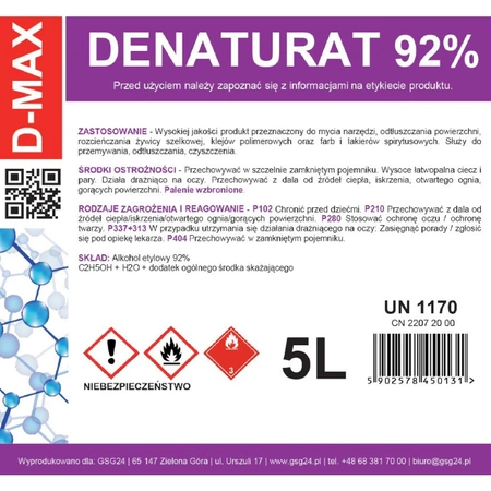 Denaturierter Alkohol D-MAX 5L