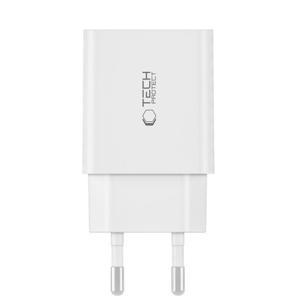 Ładowarka Sieciowa 2x USB-C PD 35W + Kabel USB-C - Lightning biała