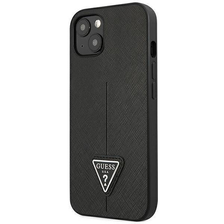 Oryginalne Etui IPHONE 14 PLUS Guess Hardcase Saffianotriangle Logo (GUHCP14MPSATLK) czarne